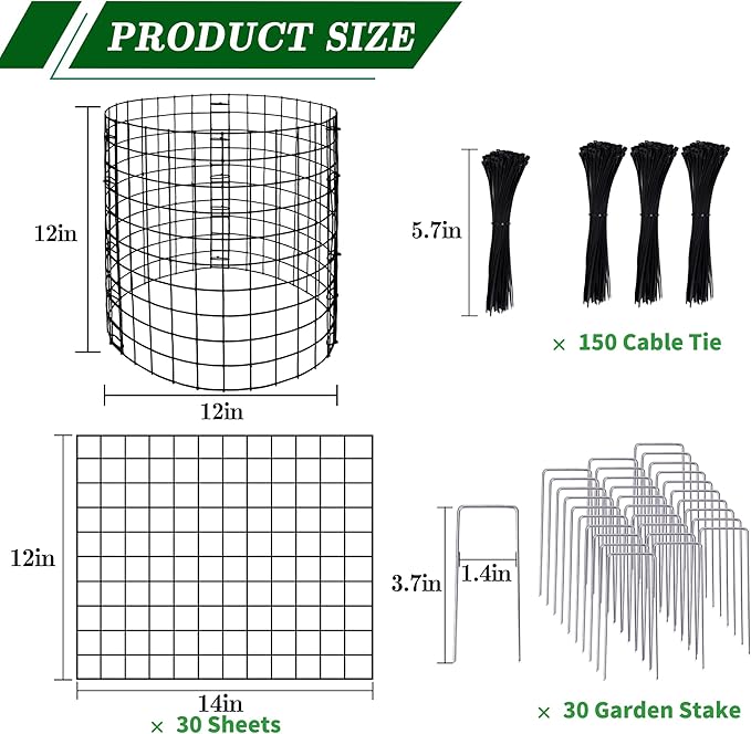 Adnee 10 Packs Wire Plant Protector from Animals - 12" H X 12" D Metal Mesh Plant Cage Covers - Sturdy Garden Bunny Barricades Chicken Wire Cloche for Plants Shrubs Vegetables Flowers