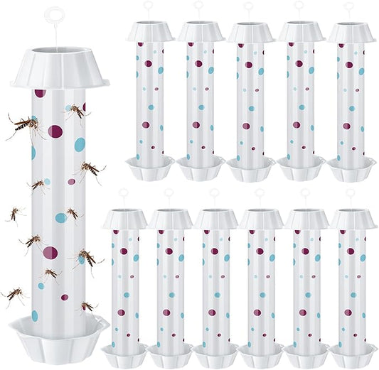 12 Pcs Sticky Fly Trap Fly Stick Indoor Outdoor Long Lasting Adhesive Fly Catcher with Hanging Hook for Wasps Gnats Bugs Insects Moths Fruit Flies Mosquitoes Spiders Fleas (White)