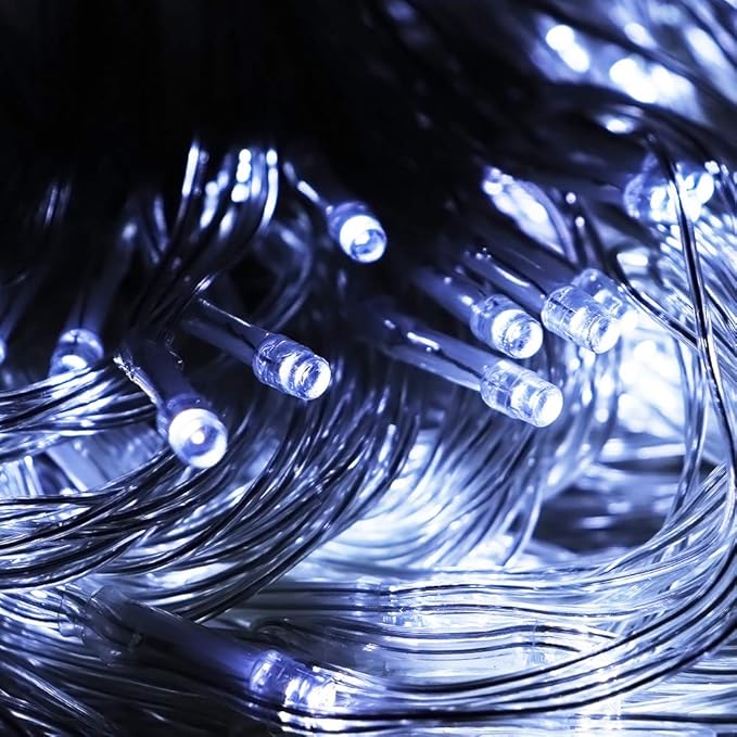 LED Net Lights Mesh Lights, 240LED Timer Tree Warp Fairy Lights Outdoor Hanging String Light for Christmas, Halloween, Garden, Walkway, Bushes Decor-9.8ft x 6.6ft(White)