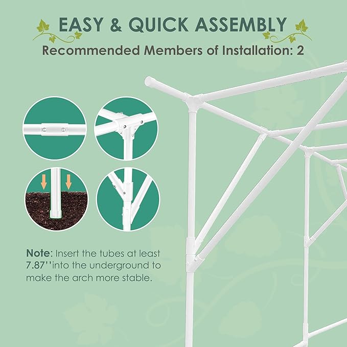 SHANTRA 79'' L x 59'' W x 79'' H Grape Trellis, Vine Support Arch Arbor, Garden Arch, Plant Climbing Pergola, Arbour Gazebo Trellis for Backyard Decoration, White Rack for Vineyard