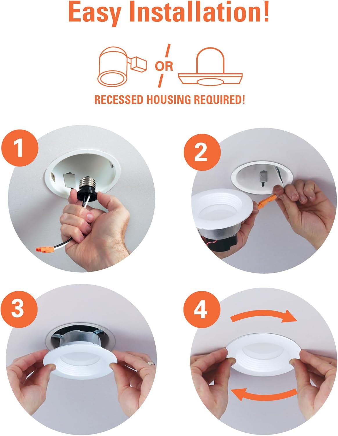 HALO LTE 4 Inch Indoor/Outdoor Recessed LED Trim Can Light, 3000K - Contractor Value Pack (12-Pack) - LTE46930-12PK