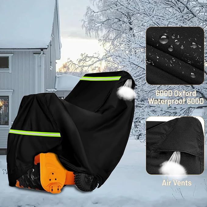 Snow Blower Cover Large Heavy Duty 600D Waterproof Universal Snow Thrower Cover,Outdoor Snowblower Cover fit Most Two Stage Snowblowers(66.92" L x 33.07" W x 51.18" H)