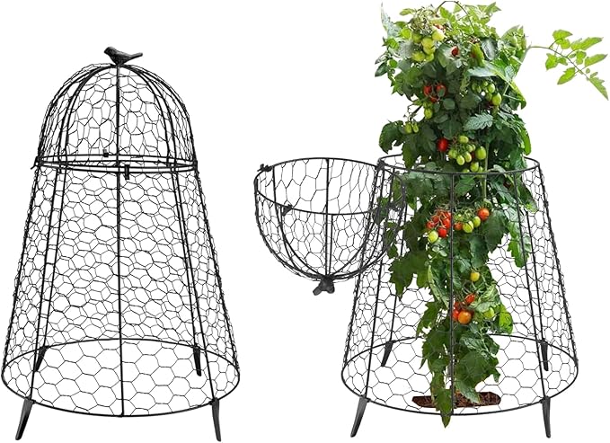 Plant Protector Chicken Wire Cloche 2 PCS, Plant Protectors from Animals, 18.7×12 Inch Large Garden Cloches for Plants, Sturdy 2-in-1 Cloche Dome for Plants, Plant Protectors for Easy Pruning