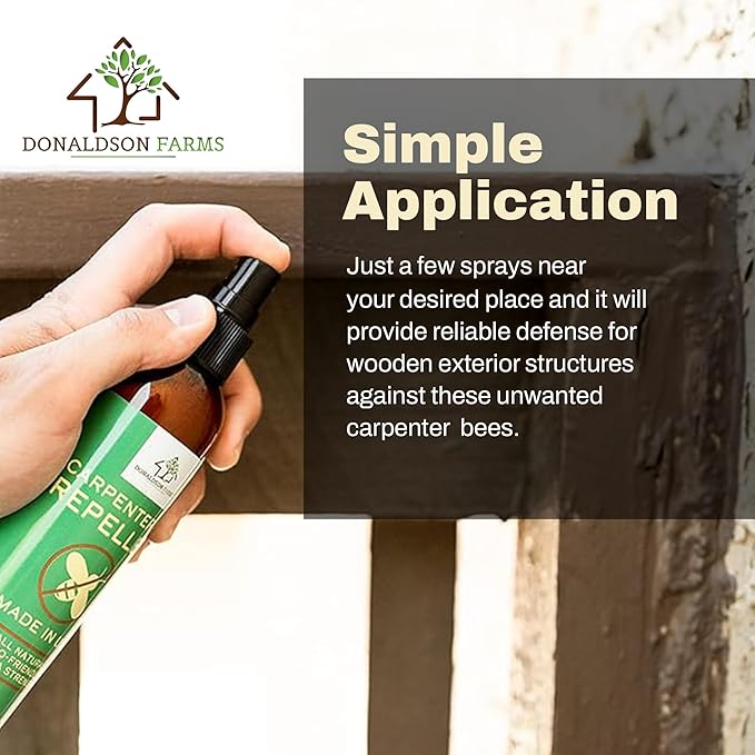 Carpenter Bee Repellent Spray – Organic Citrus Oil Spray for Outdoor Timber Structures and Furniture, 8oz