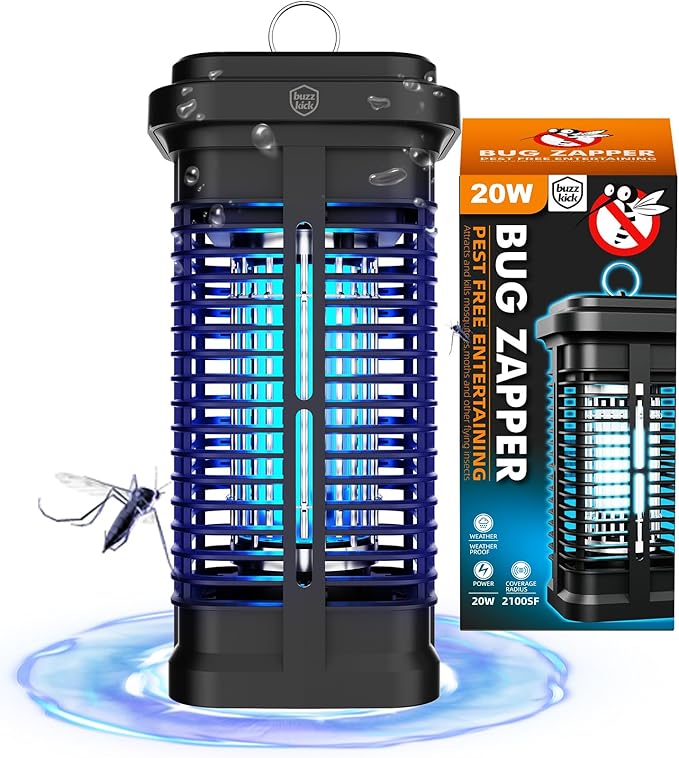 Bug Zapper Outdoor Indoor Waterproof, Buzzkick Electric Mosquito Zapper Effective 4200V Insect Fly Zapper Trap Killer for Outside Patio Porch Backyard Garden