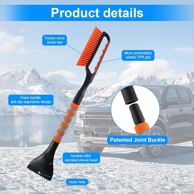 Ice Scraper and Snow Brush for Car Windshield, Snow Scraper for Car, Snow Winter Car Necessities, Multi Functional Car Snow Removal Tools, Car Accessories Gift for Women and Man Accessories