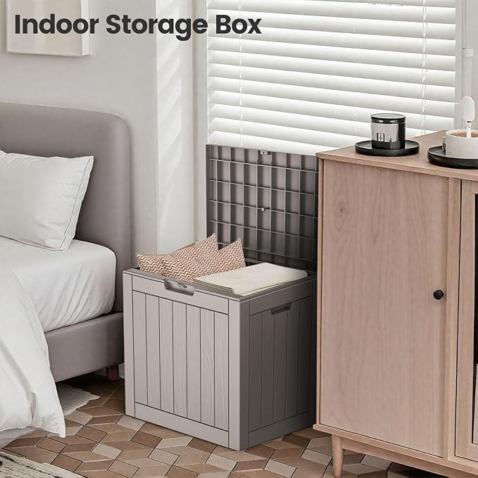 31 Gallon Outdoor Storage Box - Waterproof Resin Deck Box for Indoor & Outdoor Use, Lockable & UV Resistant Storage Bin for Package Delivery, Patio Cushions, Gardening Tools - Grey