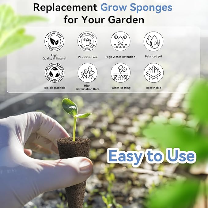 inbloom Grow Sponges, 50 Pcs Replacement Root Planting Pods, Special Design for Hydroponics System, Indoor Garden Supplies, Cotton, Sponge Only