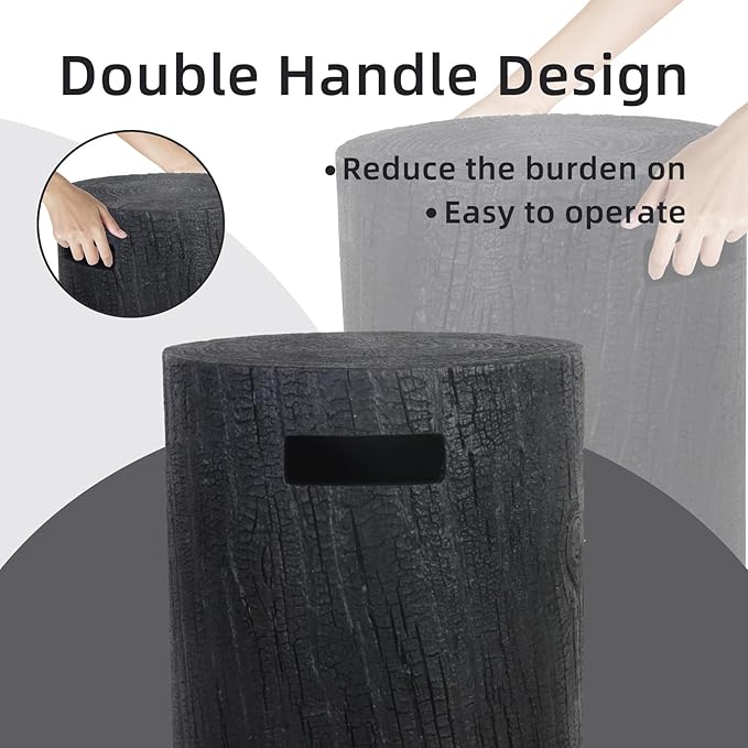 Afterglow 16" Propane Tank Cover Table, Round Tank Container Fits Standard 20 lbs Propane Tank Outdoor Gas Tank, Deck Backyard Patio, Faux Wooden Black