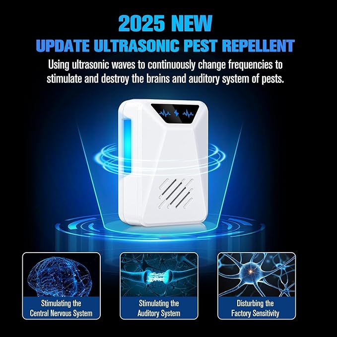 6 Packs Ultrasonic Pest Control Repeller, Electronic Pest Repellent Plug in Indoor for Insect Roaches Spider Ant Bug Mosquito Mouse Repellent for House Kitchen Garage Warehouse