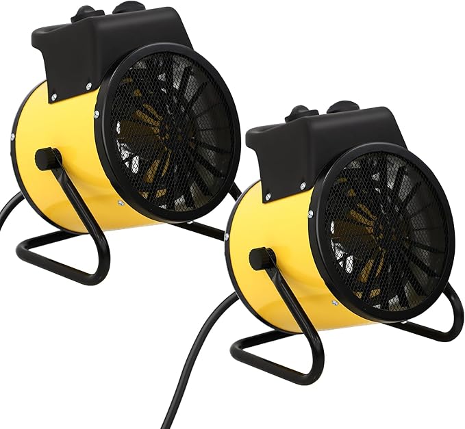 COOS BAY 1500W Portable Electric Space Heater, Outdoor Greenhouse Heater for Grow Tent, Garage, Workshop, Patio, RV – Radiant Heat, Overheat Protection, IPX4 Water Resistant, 2 Pack, Yellow