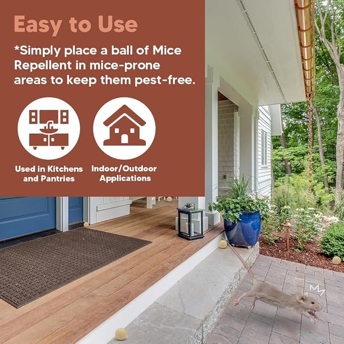 Rodent Repellent, Mouse Repellent, Rat and Mice Repellant Indoor/Outdoor, Peppermint Balls for Rodents, Mouse Deterrent That Works Indoor for Home 8-Pack