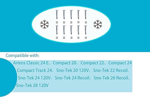 Shear pin and nut Set of 10, Suitable for Ariens 532005 53200500 510016 51001600, Compatible with Ariens Classic 24E, Compact 20, Compact 24, Compact Track 24, SNO Tek 20 120V Snow Blower