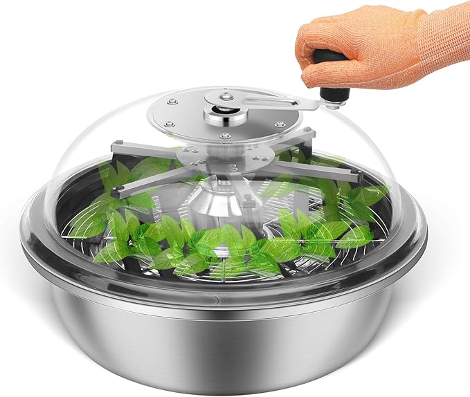 MELONFARM 16 in Bud Bowl Trimmer with Switchable Stainless Steel Blades & Clear Visibility Dome, Hand Twist Spin Cutting for Plants