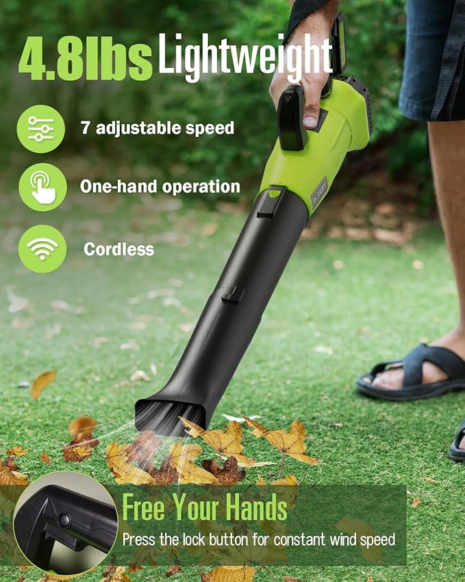 Leaf Blower Cordless | 530 CFM & 170 MPH | 2 Batteries and Fast Charger | 20V Powerful Lightweight Electric Cordless Leaf Blowers for Lawn Care, Yard