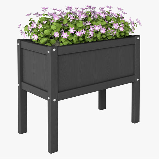 Raised Garden Bed with Drainage Hole Waterproof HDPE Elevated Planter Box with Legs Stable and Durable to Plant Herb Vegetable Flower,Patio,Balcony Outdoors/Indoors Black
