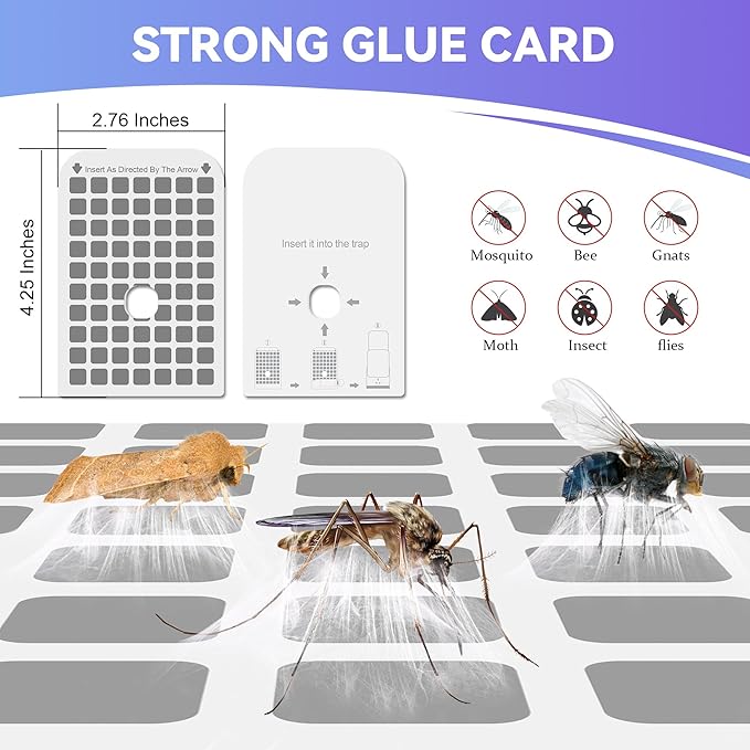 Qualirey 25 Pack Flying Insect Trap Refill Compatible with DFAGIE GS6 Fly Trap Indoor, Sticky Glue Cards, Plug-in Bug Catcher Refills, Glue Boards Refill for Bug Mosquito Gnat Moths Fruit Fly Trap
