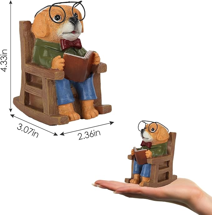 Outdoor Fall Decor Statues Dog Figurines Fairy Garden Accessories Outdoor Solar Lights,Yard Art Patio Porch Balcony Home Lawn Ornaments, Memorial Gifts for Women Mom Grandma