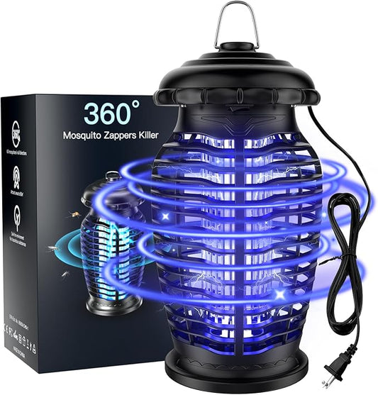 Bug Zapper Outdoor - 4200V Mosquito Zapper, Electric Fly Traps Insect Killer with 8.2ft Power Cord, ABS Plastic Outer, Hanging Fly Zapper for Home, Patio, Kitchen, Backyard, Camping