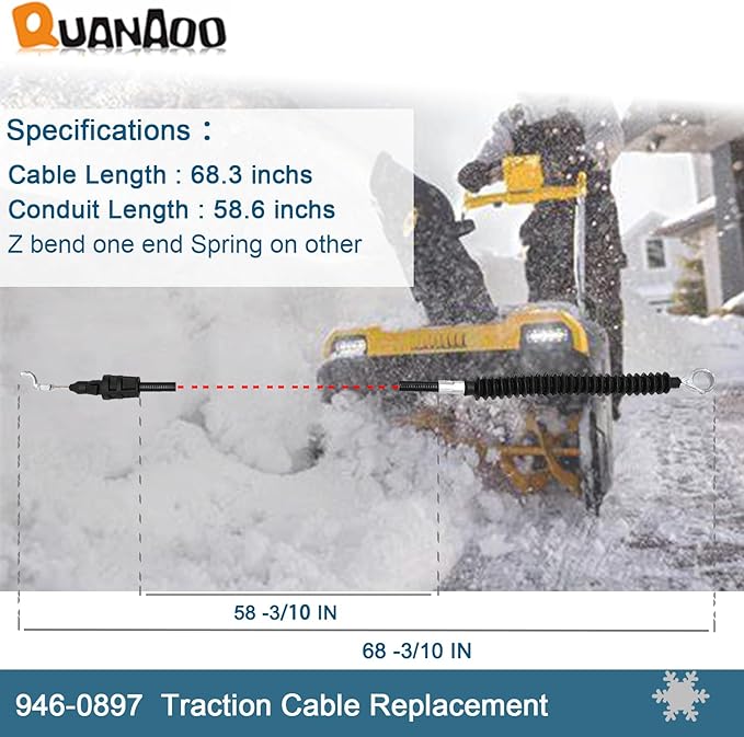 Deflector Control Cable 121-6839 for Toro Snow Blower fits Toro Power Max 37771 37772 37775 37777 37780 38813 38816 38817 Snow Thrower