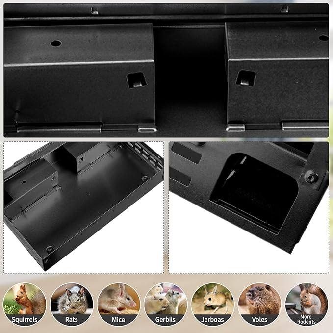Qualirey 4 Pack Multi Catch Mice Trap Clear Top Humanized Mouse Trap Rodent for Indoor Outdoor Rat Control Pet and Security (Black)