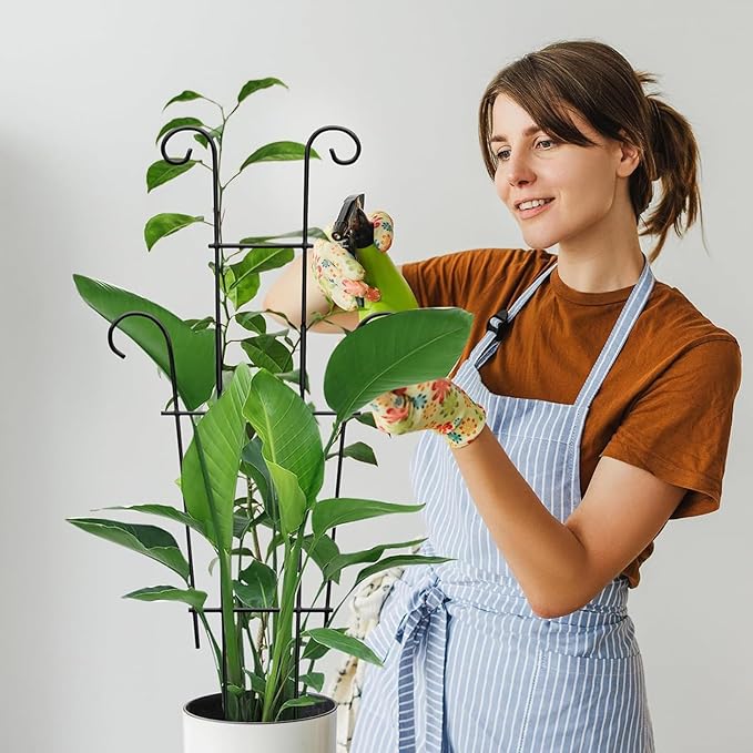 4 Pack 23 Inch Indoor Plant Trellis for Potted Plants - Black Metal Garden Trellis for Climbing Plants, Rustproof Support for Hoya, Pothos, Ivy & Flowers