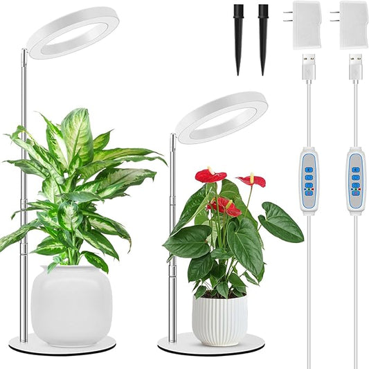 Grow Lights for Indoor Plants, 80 LEDs Full Spectrum Plant Lights for Indoor Growing with 2 Mounting Options, 6/12/16H Timer, 3 Spectrum Modes, 9.8"-37" Height Adjustable Grow Lamp, 2 Pack
