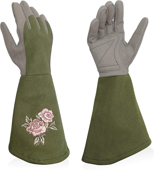 Kids Garden Gloves with Thorn Resistant, Embroidery Children Gardening Gloves with Extra Long Forearm Protection(3-5)