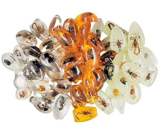 Real Specimens of Various Butterflies and Beetles Made of Resin, Used for Science Classroom Science Education Animal Specimens, Bug Preserved,Oddities, Biology (25Pcs Irregular Small Amber)