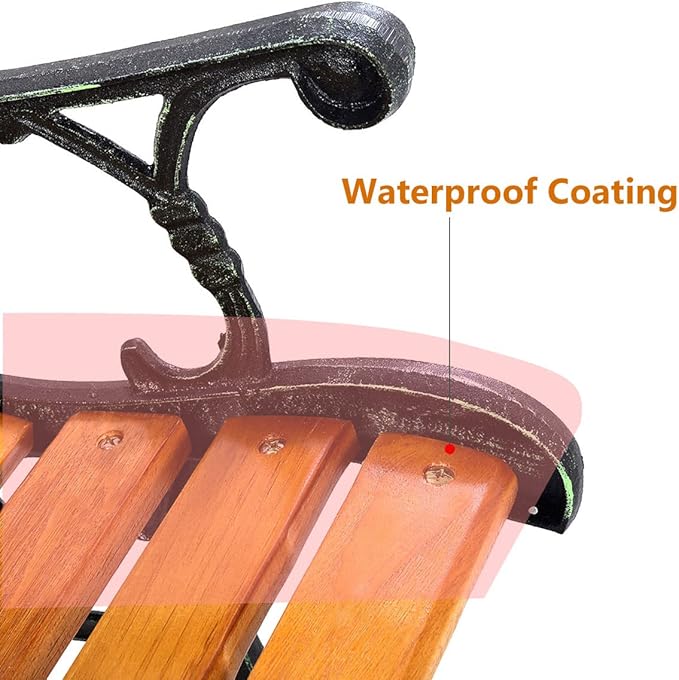 S AFSTAR Outdoor Garden Bench, Outside Porch Loveseat with Rose Cast Backrest & Stable Metal Legs, 2-3 Person Park Bench, Weather Proof Outdoor Bench for Patio Garden Backyard Poolside