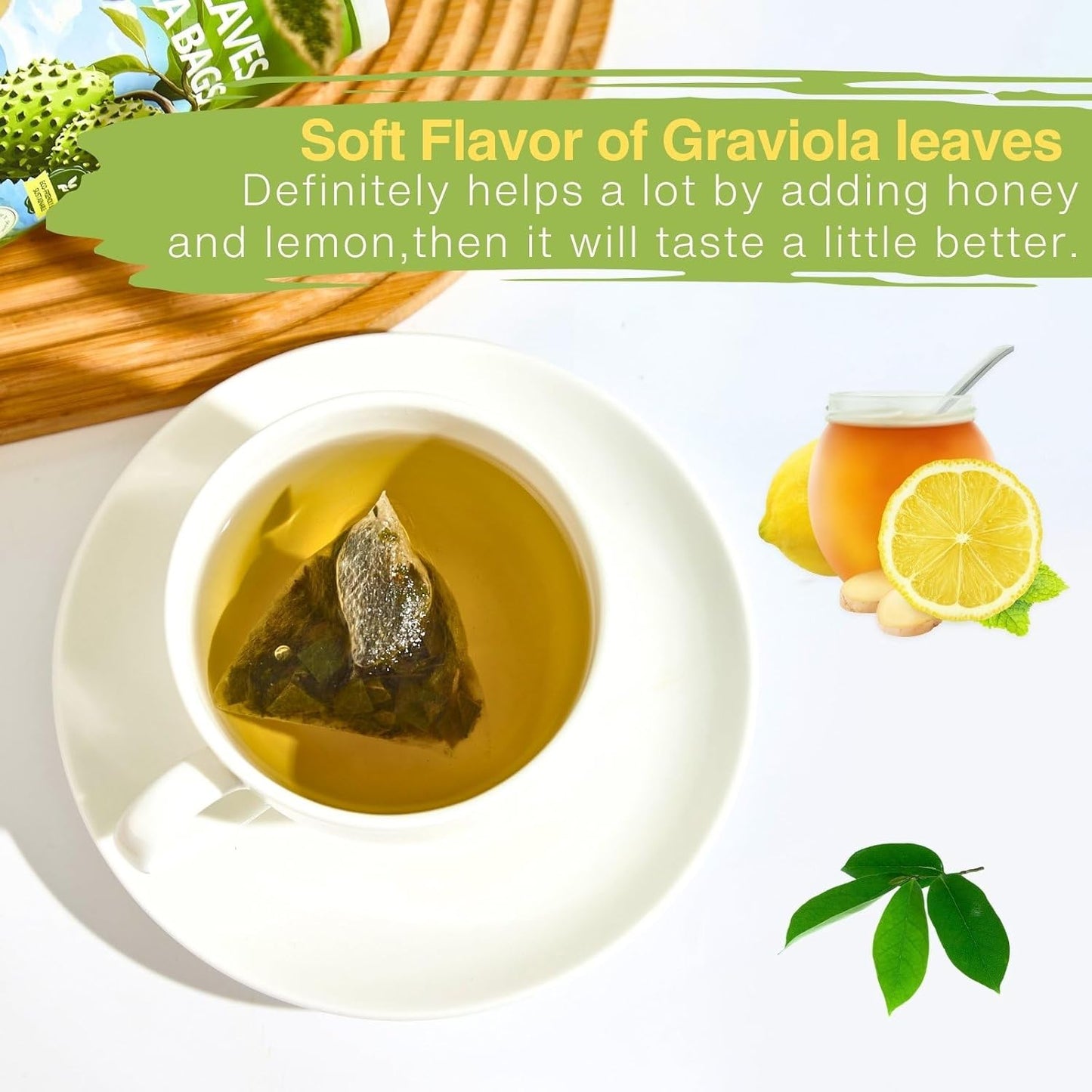 40 Premium Soursop Leaves Tea Bags | VitalForest Pure Graviola Leaf Tea for Relaxation, Sleep & Detox | Caffeine-Free Guyabano Herbal Tea | te de Guanabana | Non-GMO, Biodegradable