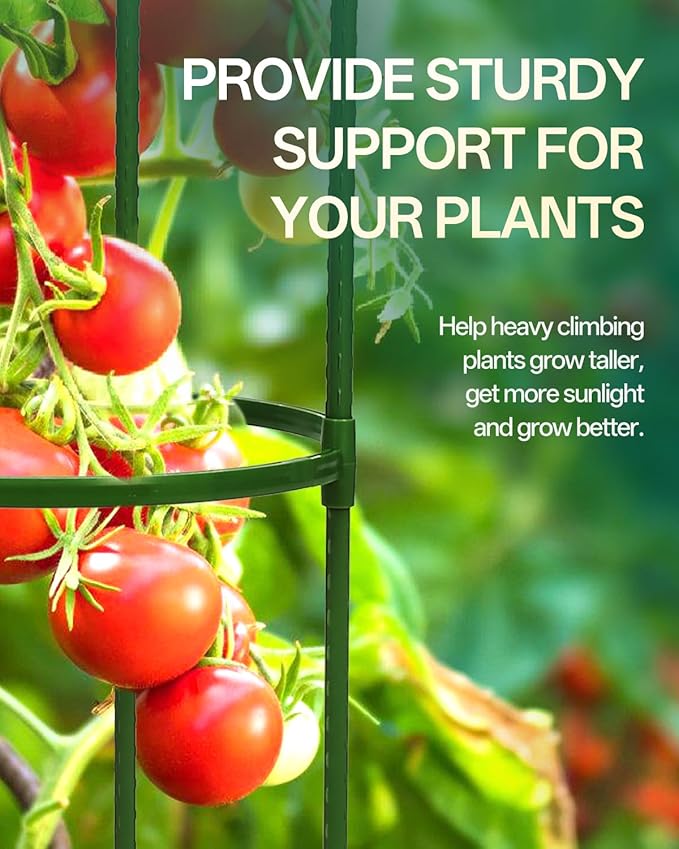 Breeze Touch 3 Pack Tomato Support Cages, Up to 59 Inch Adjustable Tomato Trellis for Garden & Pots, Garden Trellis for Climbing Plants Outdoor, Plant Trellis for Climbing Vegetables, Flowers, Beans
