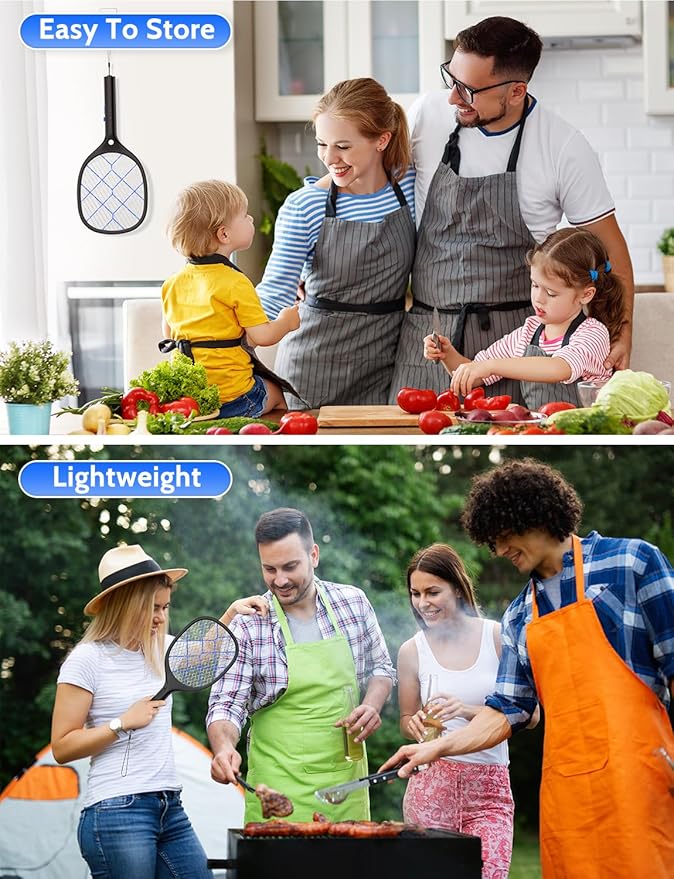 YISSVIC Electric Fly Swatter Bug Zapper Racket 4000V Rechargeable Mosquito Killer with LED Light for Indoor Home Office Backyard Patio Camping