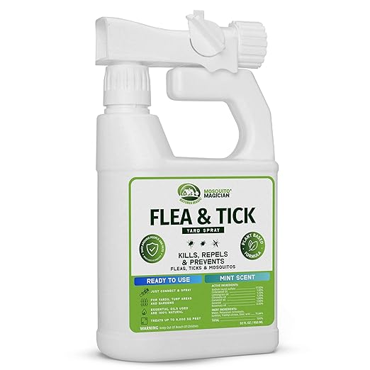 Mosquito Magician Flea and Tick Yard Spray with Hose End Sprayer – Mosquito & Tick Killer and Repellent, Flea Treatment & Outdoor Bug Control for Lawn, Garden & Backyard – Mint Scent, 32 OZ