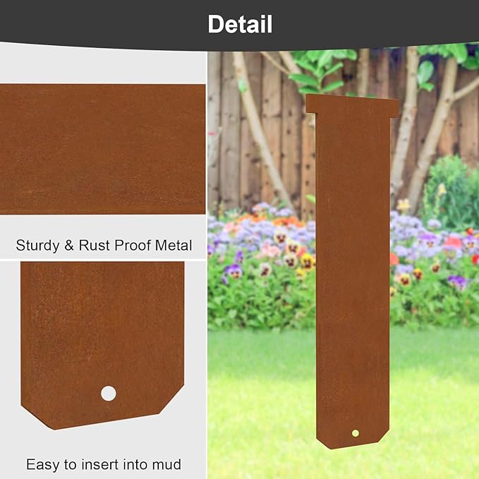 12 Pack Straight Clips 5.62 inch Tall for 6 & 8 inch Ganeekiron Cor Ten Steel Edging, Rustic