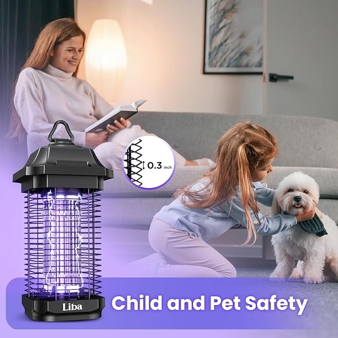 LiBa LED Bug Zapper Outdoor Indoor, Electric Mosquito Zapper Fly Trap Lamp, 10 Years Lifespan, 6.5ft Power Cord, Insect Killer Light for Home Yard Garden Patio Farm, High Voltage, IPX4 Rainproof