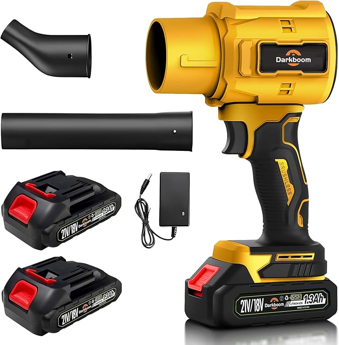 Handheld Leaf Blower Cordless with 45000RPM Turbo Blower 2pcs Batteries an Adapter Charger and Two Types of air ducts