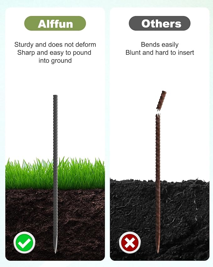 20 Pcs Straight Rebar Stakes 16 inch, 5/16'' Diameter Metal Stakes for Garden, Landscape Timber Spikes Heavy Duty Ground Anchors with Chisel Point End for Concrete Form Tent Fence Camping Trapping