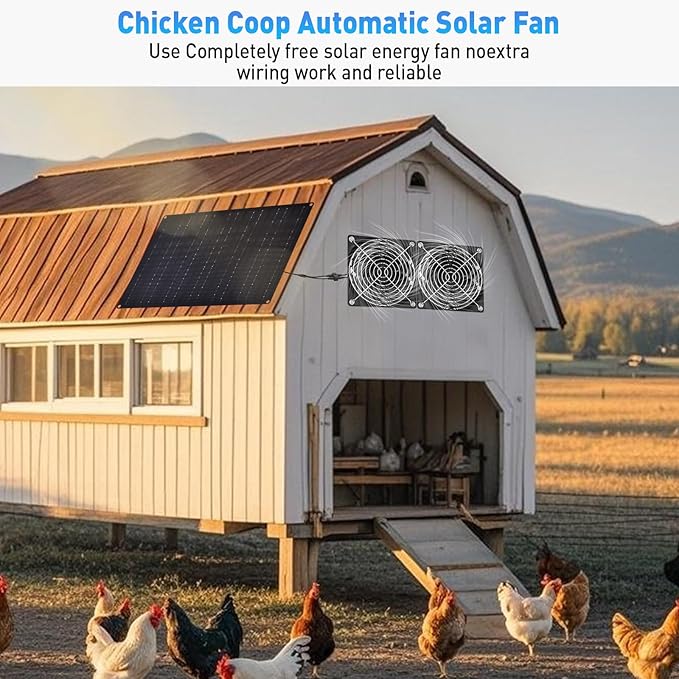 Solar Powered Fan, Solar Panel Fan 15W Solar Ventilation Exhaust Fan Waterproof for Outdoor Shed Chicken Coops Greenhouse Doghouses Pet House for Intake or Exhaust Air Cooling