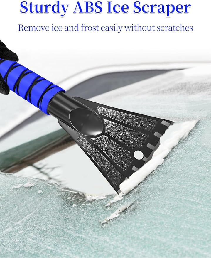 HEEYA Car Scraper with 12.6 Inch Large Brush Head, Extendable Snow Scraper for Windshield Window, Snow Brush and Ice Scraper for SUV Truck Automobile Vehicle - Blue