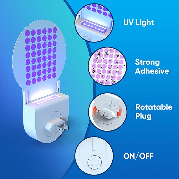Flying Insect Trap Indoor, Fly Bug Zapper Pest Light Trap for Mosquito, Fruit Flies, Gnats, Moths, Attractant Bug Catcher Light for Home