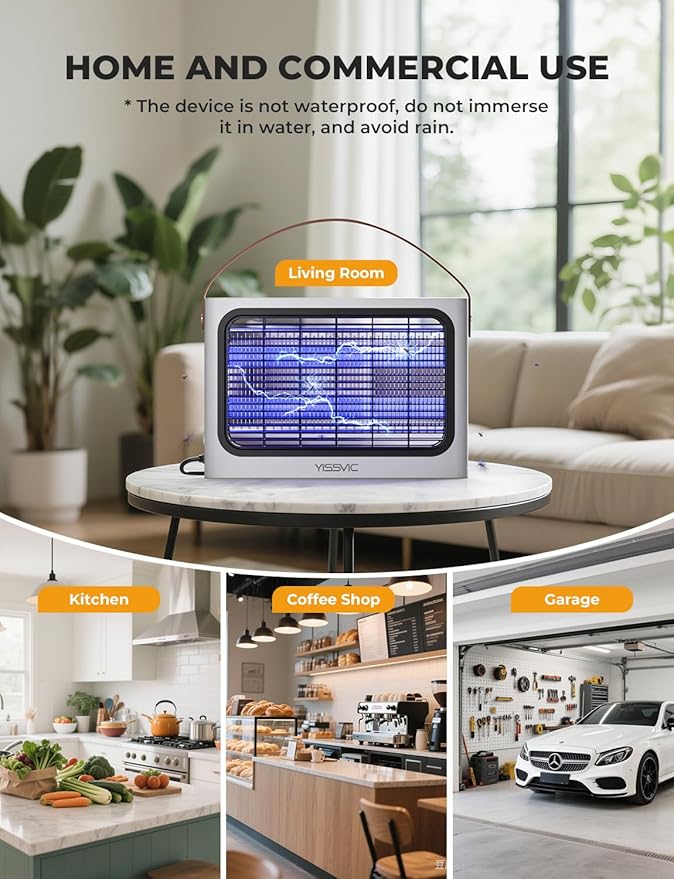 YISSVIC 20W Indoor Bug Zapper Electric Fruit Flies Traps for Indoors Mosquito Zapper Electric Moth Gnat Fly Zapper Extra 2 Bulbs for Home Kitchen Dining Living Room (White)