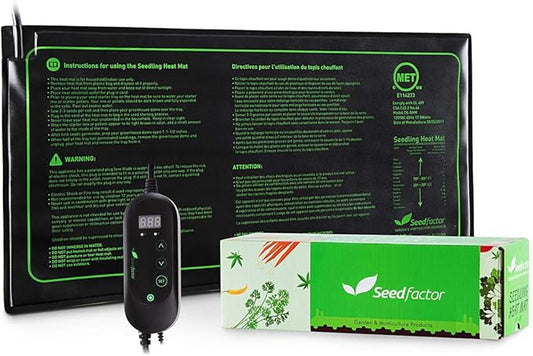 Seedfactor MET Certified Seedling Heat Mat with 50℉~108℉ Digital Thermostat Controller for Seed Germination (10" x 20")