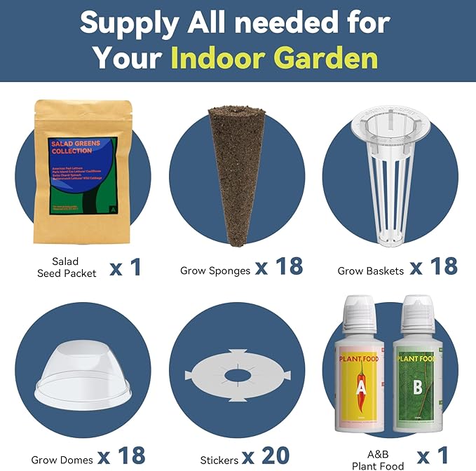 Mix Salad Seed Pods for Aerogarden, Ahopegarden, iDOO Hydroponics Growing System Indoor Herb Garden, 400+ Seeds(18-Pods)