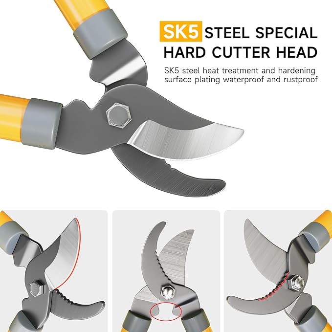 AIRAJ Bypass Loppers for Gardening | 16 Inch Garden Shears | SK5 High Carbon Steel Blade | Plants, Flowers and Tree Trimmer | Pruning Shears | Branch Cutter | Garden Loppers | Cutting 1.5” MAX