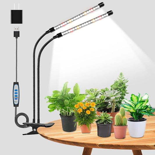 Wolezek Grow Lights for Indoor Plants, 6000K 40 LEDs Full Spectrum Plant Grow Lights Indoor, White Grow Lamp with Clip, Auto ON & Off Timer 6/12/16H, 3 Modes, 5-Level Dimmable Brightness