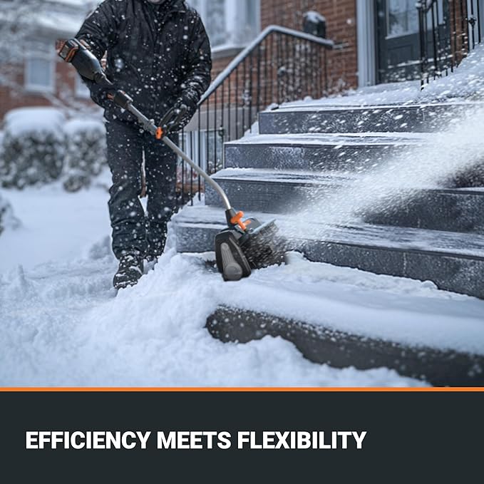 WORX Nitro 40V 12'' Electric Snow Shovel, 4-Car Driveway Cordless Snow Thrower, 2 Speeds Brushless Motor, Adjustable Front Handle, 4.0 Ah Battery and Charger Included, WG460