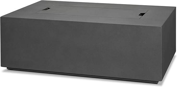 Real Flame Aegean 42in Rectangle Propane or Natural Gas Fire Pit Table, 50,000 BTU, Powder-Coated Steel, Push-Button Ignition, CSA Certified, Lava Rock, Storage Cover, Stainless Steel Burner with Lid