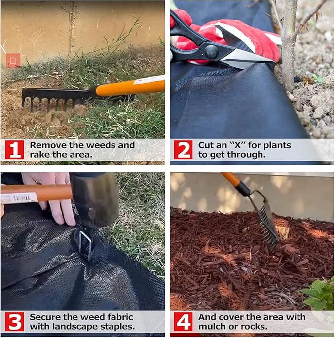 Ashman Landscape Fabric Weeds Blocking Mat 4' x 50', Heavy-Duty Weeds Barrier Protection for Gardens and Landscaping