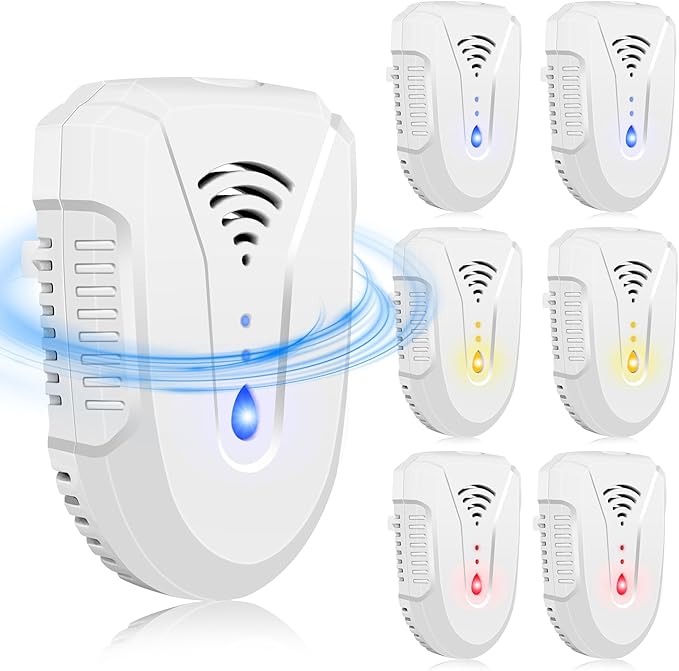 2025 Upgraded Ultrasonic Pest Repeller 6 Pack, Mouse Repellent Indoor Ultrasonic Plug in, Pest Control for Bugs Roaches Insects Mice Spiders Flies Cockroach Rodent Rat